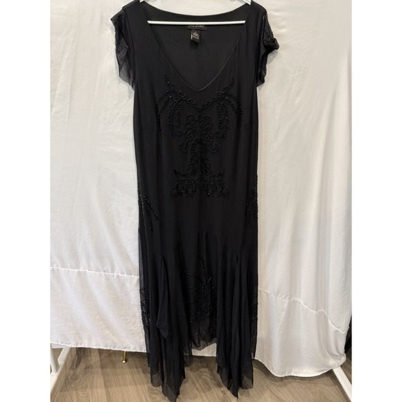 Lane Bryant Dresses & Skirts - Lane Bryant Vintage Style Black Beaded Flapper Dress Great Gatsby/cocktail Sz16